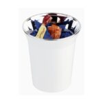 Tafelafvalbakje wit met verchroomde rand, Ø13cm