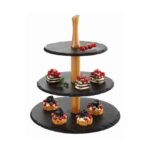 Natuursteen etagère met 3 plateau's, Ø30/25/20xH34 cm