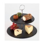 Etagère, 2 natuurstenen plateau's, Ø25/20 cm