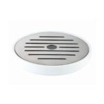 Druppelvanger, wit met RVS rooster