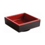 Bento Box schaal "Asia Plus", 7,5x7,5xH3 cm, zwart/rood