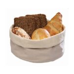 Canvas broodmandje, Ø17 x 8 cm, beige/zwart