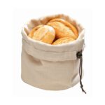 Canvas broodmandje met pittenbodem, Ø20 x 23,5 cm, beige/bru