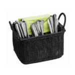 Bestekmand "Economic", 26x18xH15 cm, zwart, 4 vakken