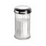 Suikerstrooier, glas & RVS, Ø7,5 x H13,5 cm