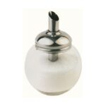 Suikerstrooier, glas & RVS, Ø8,5 x H12 cm