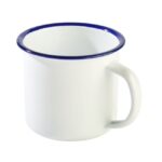 Beker "Enamelware", Ø9 x H8 cm, wit/blauw