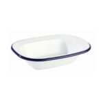 Schaal "Enamelware", 16x12xH3,5 cm, wit/blauw