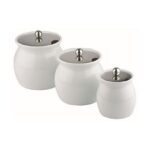 Porselein dressingpot met RVS deksel, Ø17 cm