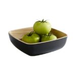 Schaal "Frida", 16,5x16,5xH5,5 cm, zwart en hout-look