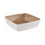 Schaal "Frida", 25x25xH7,5 cm, zwart en hout-look