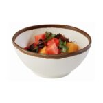 Schaaltje "Crocker", Ø12,5xH6 cm, wit met bruine rand