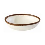 Schaaltje "Crocker", Ø16,5xH4 cm, wit met bruine rand