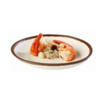 Bord "Crocker", Ø20,5xH3 cm, wit met bruine rand