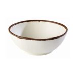 Schaal "Crocker", Ø21xH8 cm, wit met bruine rand